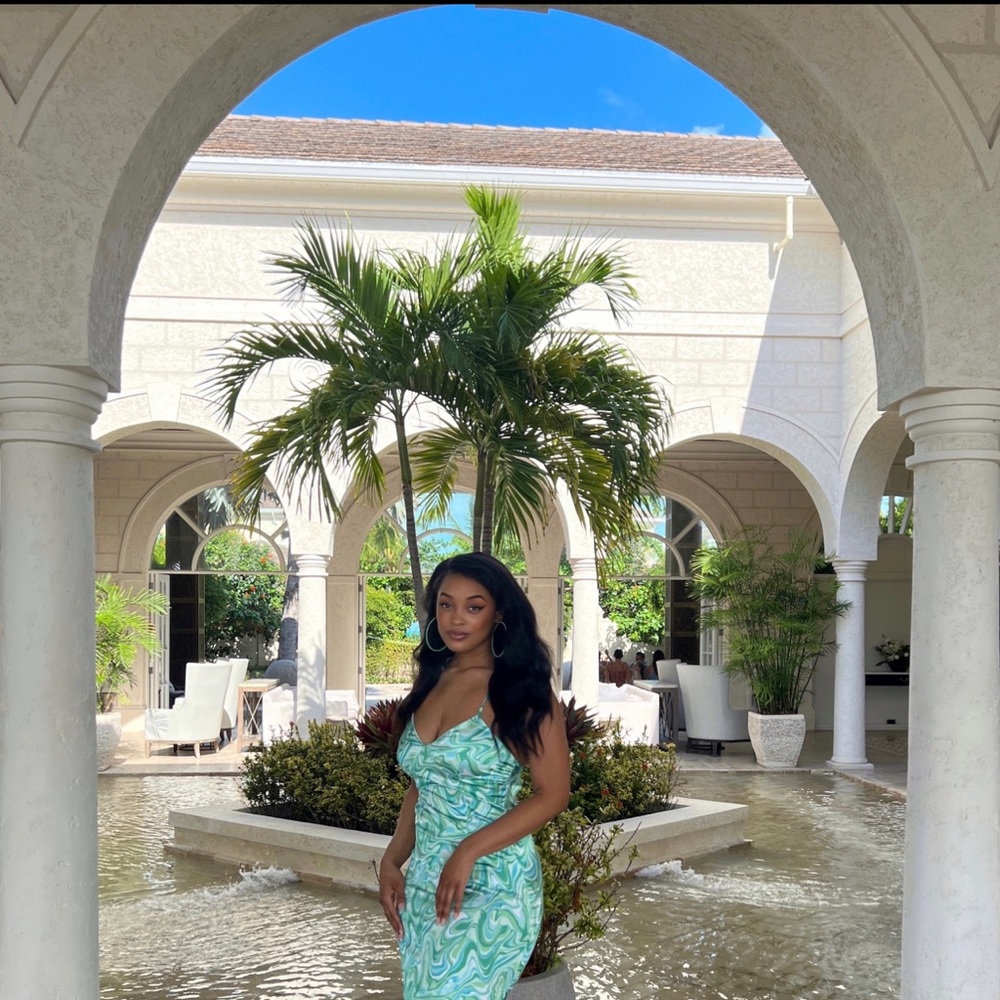 Silk Sea green and blue dress